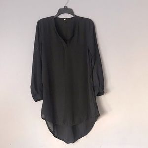 Black high low blouse dress w/adjustable sleeves